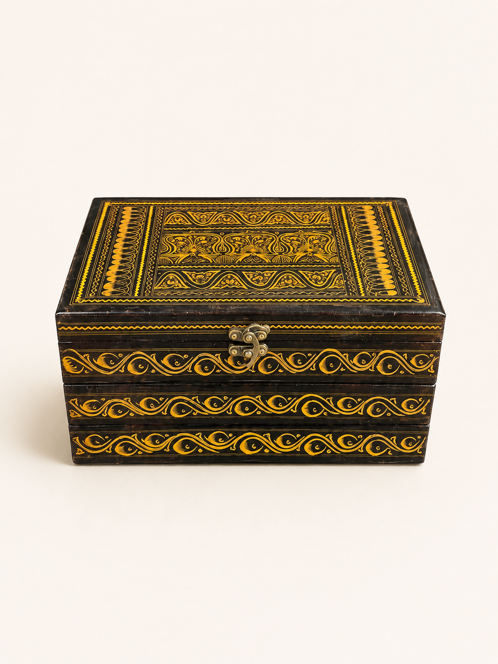 Handcrafted Naqshi Art Wooden Jewelry Box(3 Tier)