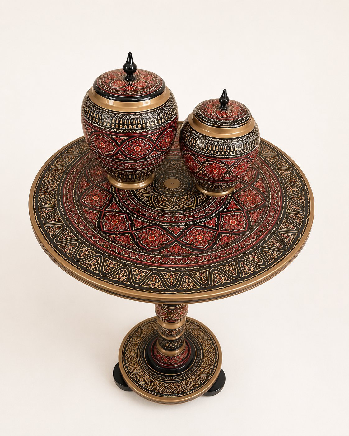 Naqshi Art Table Set – Hand-Carved Wooden Side Table