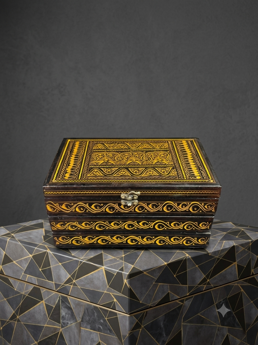 Handcrafted Naqshi Art Wooden Jewelry Box(3 Tier)