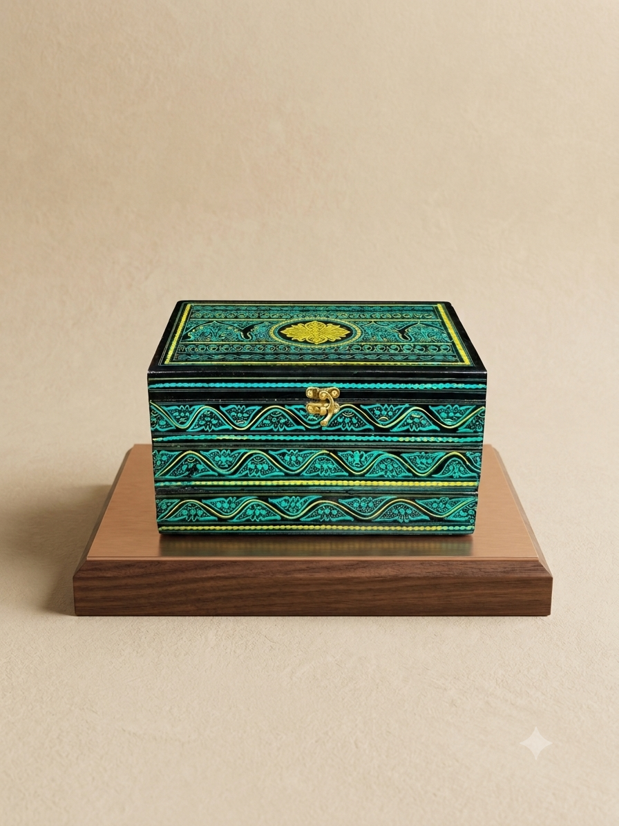 Handcrafted Naqshi Art Wooden Jewelry Box(3 Tier)