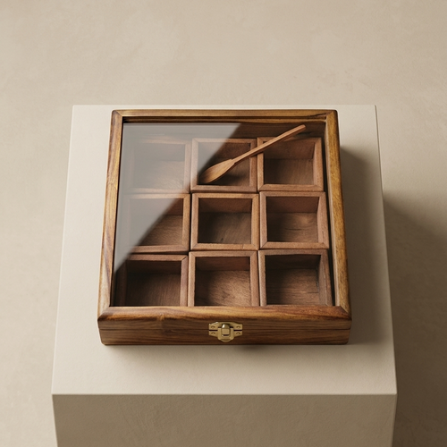 Carved Wooden Spice Box