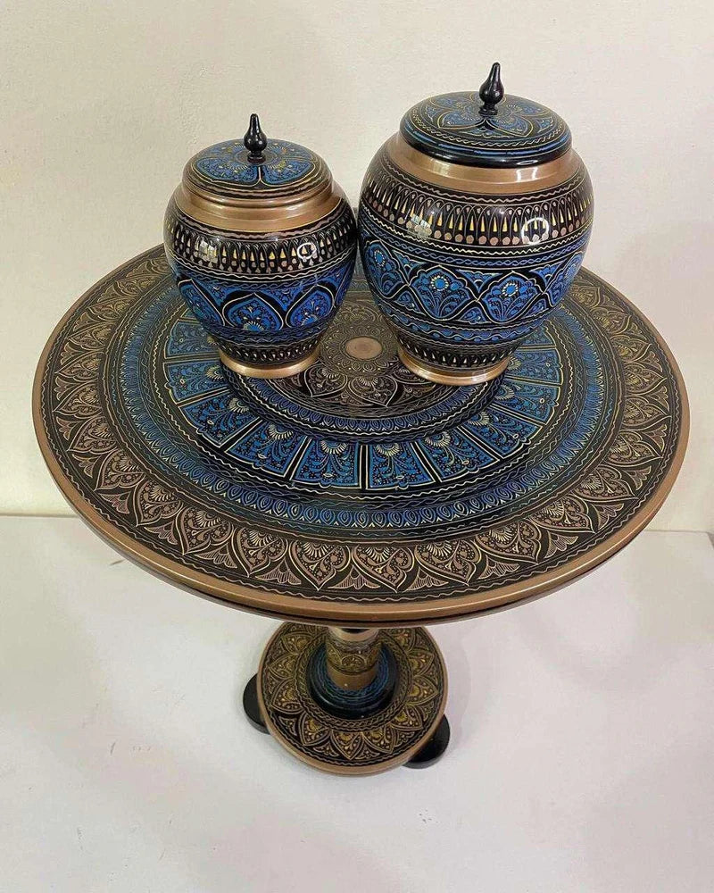 Naqshi Art Table Set – Hand-Carved Wooden Side Table